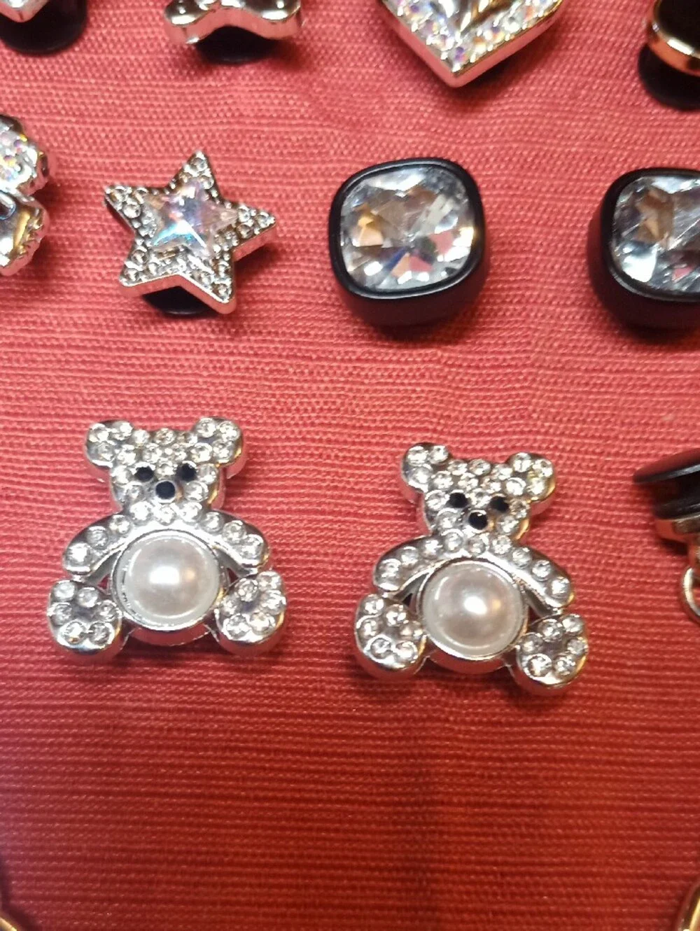 SILVER & RHINESTONES PEARL BLING Shoe Charms Clog Luxury